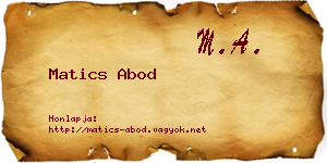 Matics Abod névjegykártya